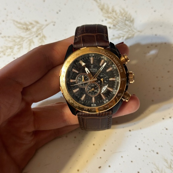 Tina Gold and Brown Chronograph Watch - Picture 4 of 6